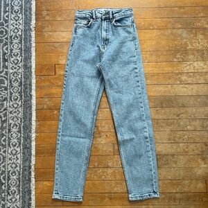 Stradivarius Medium Wash Mom Slim Blue Jeans